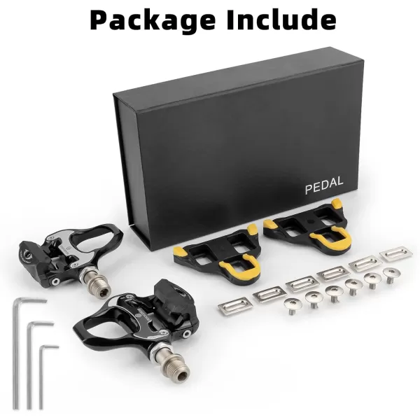 imageROCKBROS Road Bike Pedals Lightweight Clipless Bicycle Pedals with Cleats Set Compatible with SPDSL SystemBlackalloy body