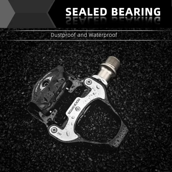 imageROCKBROS Road Bike Pedals Lightweight Clipless Bicycle Pedals with Cleats Set Compatible with SPDSL SystemBlackalloy body