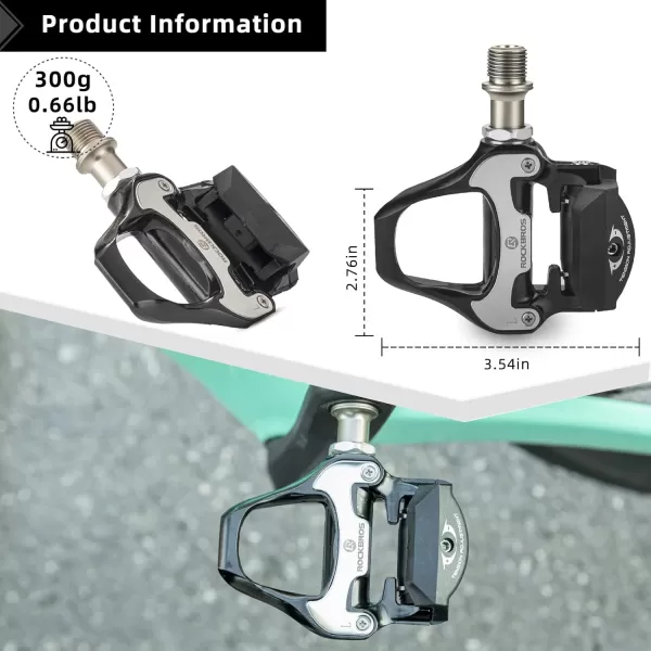 imageROCKBROS Road Bike Pedals Lightweight Clipless Bicycle Pedals with Cleats Set Compatible with SPDSL SystemBlackalloy body