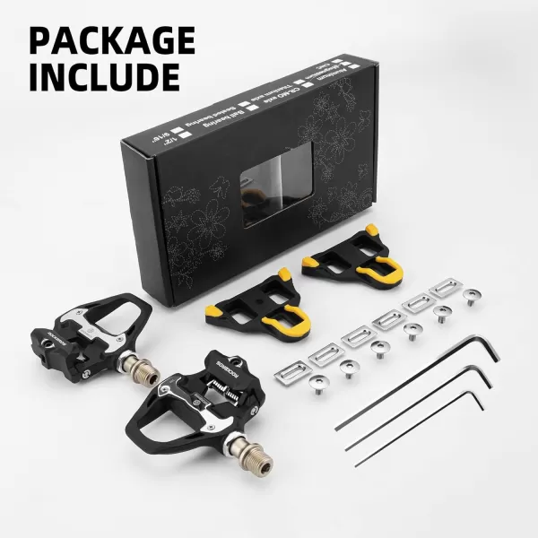 imageROCKBROS Road Bike Pedals Lightweight Clipless Bicycle Pedals with Cleats Set Compatible with SPDSL SystemBlacknylon body