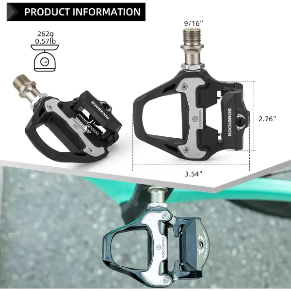 imageROCKBROS Road Bike Pedals Lightweight Clipless Bicycle Pedals with Cleats Set Compatible with SPDSL SystemBlacknylon body