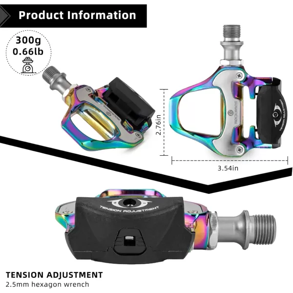 imageROCKBROS Road Bike Pedals Lightweight Clipless Bicycle Pedals with Cleats Set Compatible with SPDSL SystemColorfulalloy body