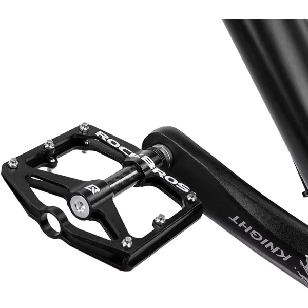 imageRock BROS Mountain Bike Pedals Flat Bicycle Pedals 916 Lightweight Road Bike Pedals Carbon Fiber Sealed Bearing Flat Pedals for MTBBlack