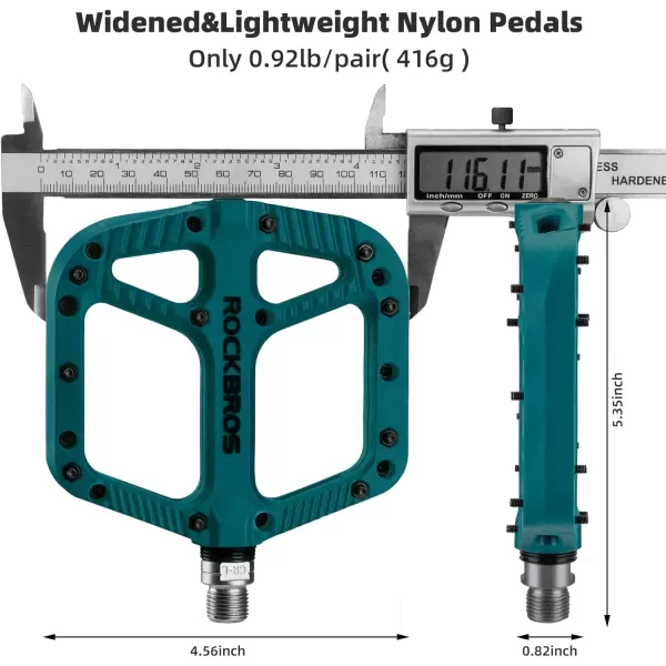 imageRock BROS Mountain Bike Pedals Nylon Composite Bearing 916quot MTB Bicycle Pedals with Wide Flat PlatformBlue