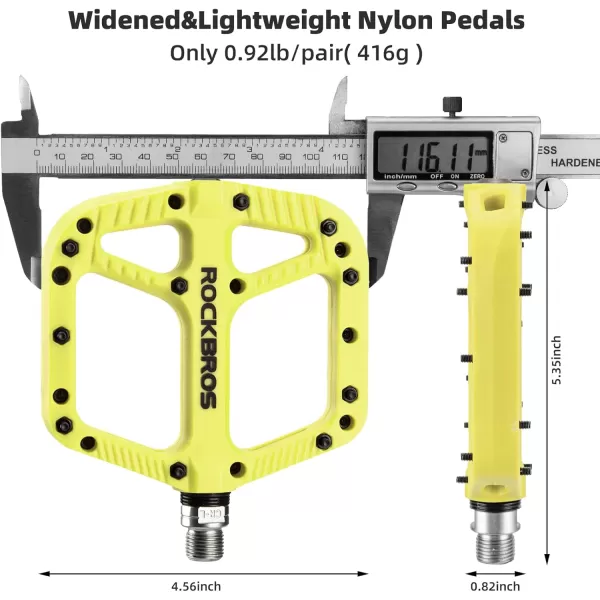 imageRock BROS Mountain Bike Pedals Nylon Composite Bearing 916quot MTB Bicycle Pedals with Wide Flat PlatformGreen
