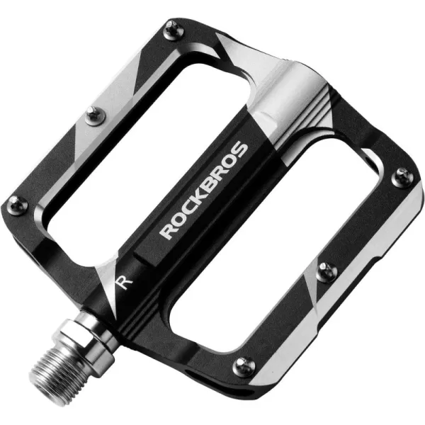 imageROCK BROS Mountain Bike Pedals Flat Bicycle MTB Pedals 916 Lightweight Road Bike Pedals Carbon Fiber Sealed Bearing Alloy Flat Pedals 1 PairBlack