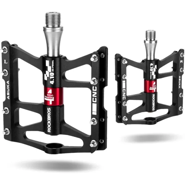 imageROCKBROS 4 Bearings Mountain Bike Pedals MTB Padals Platform Flat Bike Pedals Aluminum Alloy 916quotBlack