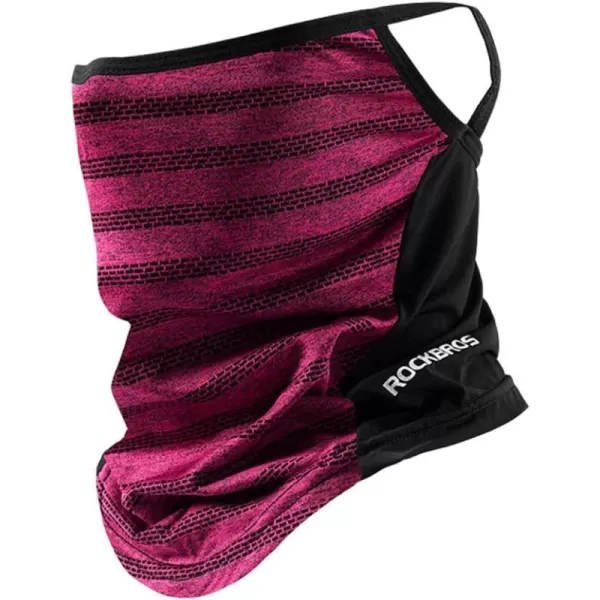 imageROCKBROS Cooling Neck Gaiter with Ear Loops Bandana Face Scarf Mask for Men WomenRed