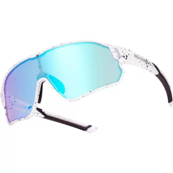 imageROCKBROS Kids Polarized Sunglasses Cycling Glasses Sport Sunglasses UV400 Protection for Youth Boys Girls Age 814White Black Spot
