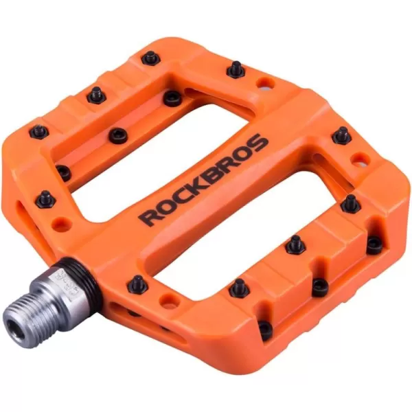 imageROCKBROS MTB Pedals Mountain Bike Pedals Lightweight Nylon Fiber Bicycle Platform Pedals for BMX MTB 916quotOrange