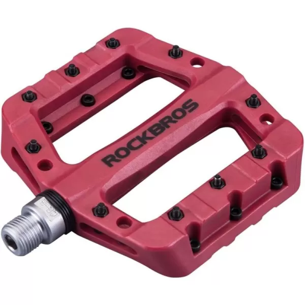 imageROCKBROS MTB Pedals Mountain Bike Pedals Lightweight Nylon Fiber Bicycle Platform Pedals for BMX MTB 916quotRed