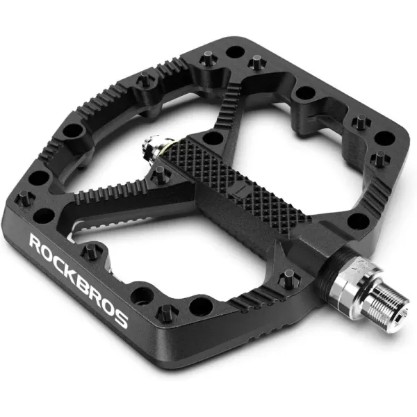 imageROCKBROS Mountain Bike Pedals Flat MTB Pedals Nylon Fiber Bicycle Platform Pedals for Road Mountain BMX MTB Bikesblack
