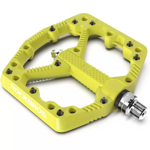 imageROCKBROS Mountain Bike Pedals Flat MTB Pedals Nylon Fiber Bicycle Platform Pedals for Road Mountain BMX MTB Bikesgreen