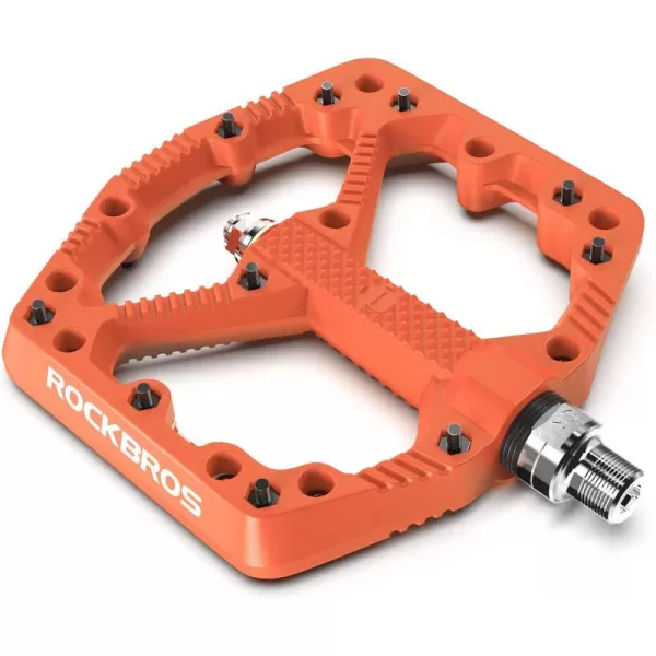 imageROCKBROS Mountain Bike Pedals Flat MTB Pedals Nylon Fiber Bicycle Platform Pedals for Road Mountain BMX MTB Bikesorange
