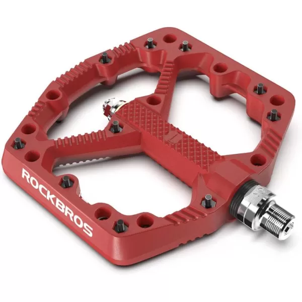 imageROCKBROS Mountain Bike Pedals Flat MTB Pedals Nylon Fiber Bicycle Platform Pedals for Road Mountain BMX MTB Bikesred