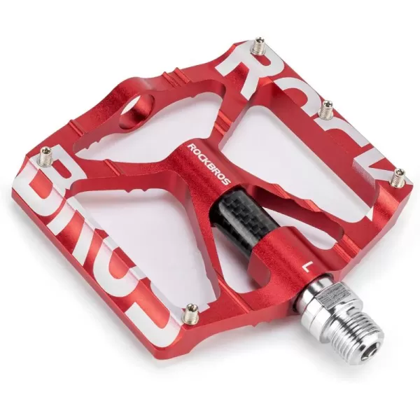 imageROCKBROS Mountain Bike Pedals MTB Pedals CNC NonSlip Lightweight Aluminum Alloy Bicycle Pedals Sealed Bearings Bicycle Platform Pedals 916quot BMX Road Bike PedalRed
