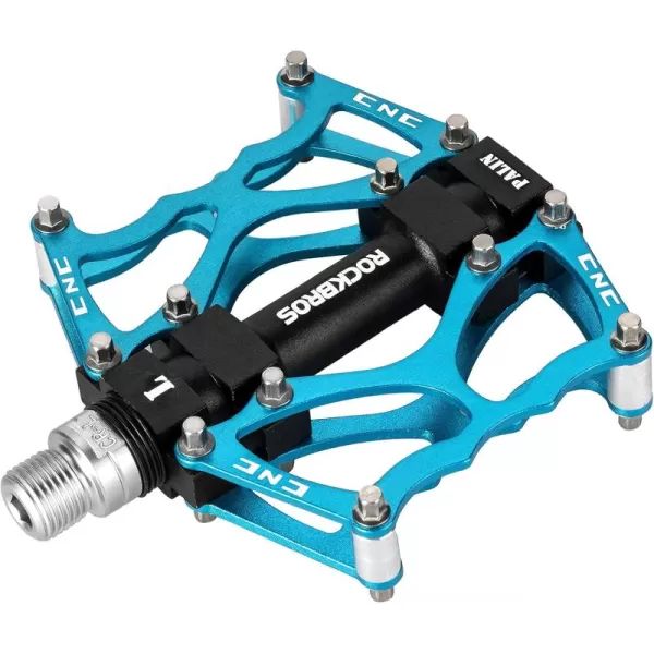 imageROCKBROS Mountain Bike Pedals MTB Pedals CNC NonSlip Lightweight Aluminum Alloy Bicycle Pedals Sealed Bearings Bicycle Platform Pedals 916quot BMX Road Bike PedalBlue 2