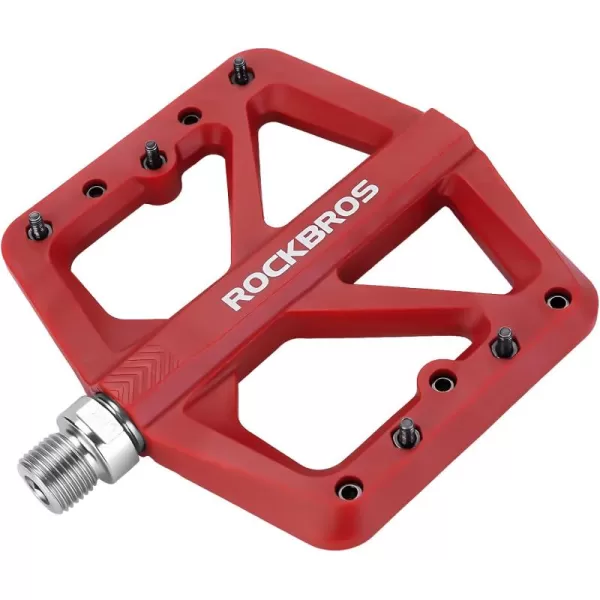 imageROCKBROS Mountain Bike Pedals MTB Pedals Lightweight Nylon Composite Bicycle Flat Pedals 916quot DU Bearing Bike Platform Pedals for BMX MTB Mountain Road BikeRed