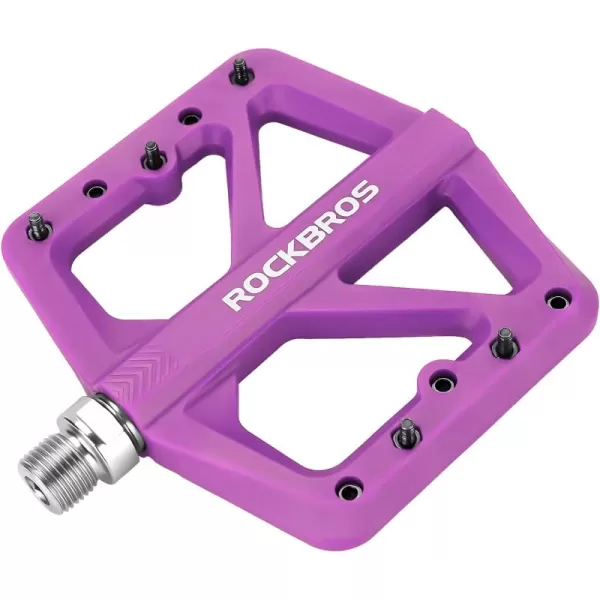 imageROCKBROS Mountain Bike Pedals MTB Pedals Lightweight Nylon Composite Bicycle Flat Pedals 916quot DU Bearing Bike Platform Pedals for BMX MTB Mountain Road BikePurple