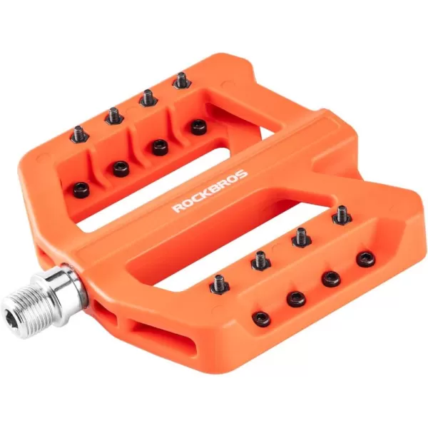 imageROCKBROS Mountain Bike Pedals MTB Pedals Nylon Bike Pedals Nonslip and Lightweight Bicycle Pedals for 916quot RoadMountain BikeOrange