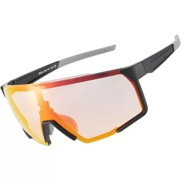 imageROCKBROS Photochromic Sport Cycling Sunglasses for Men Women Lightweight Comfortable UV ProtectionBlack