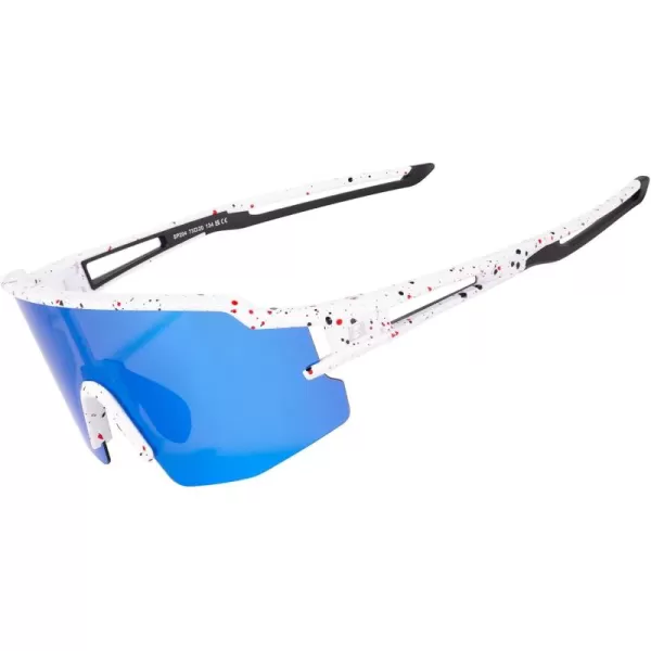 imageROCKBROS Photochromic Sports Sunglasses for Men Women Cycling UV ProtectionSprinkle White Blue Polarized