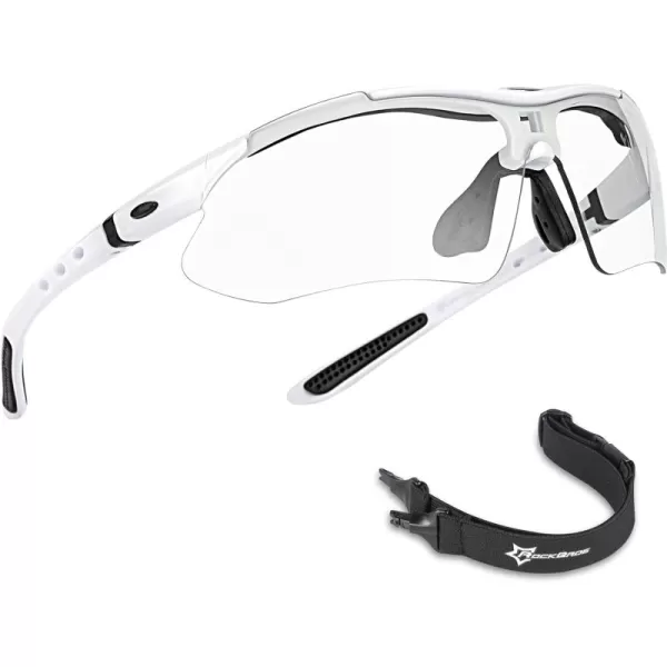 imageROCKBROS Photochromic Sunglasses Mens Bike Glasses for Sports Cycling Biking Running Fishing Sunglasses UV ProtectionWhite