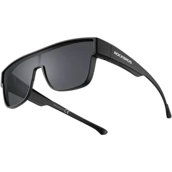 imageROCKBROS Polarized Fit Over Glasses Sunglasses 100 UV400 Protection for Men WomenWrap Around Sunglasses for Driving CyclingBlack