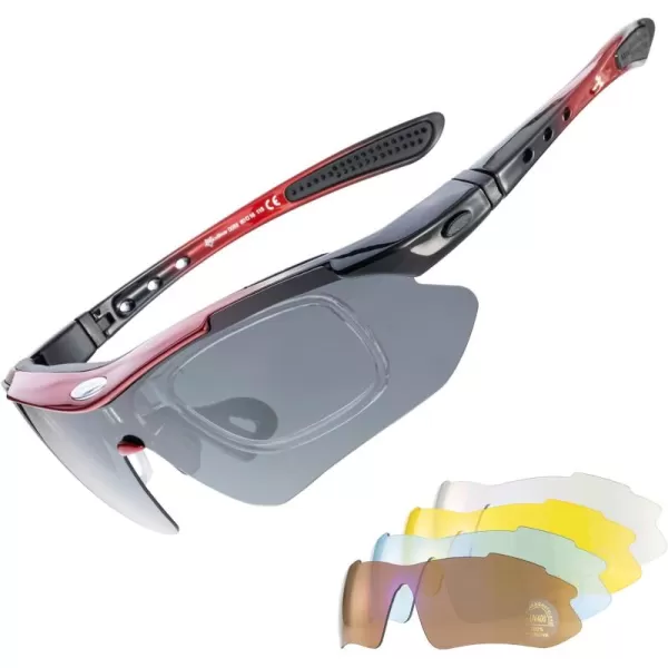 imageROCKBROS Polarized Sports Sunglasses UV Protection Cycling Glasses OutdoorRed