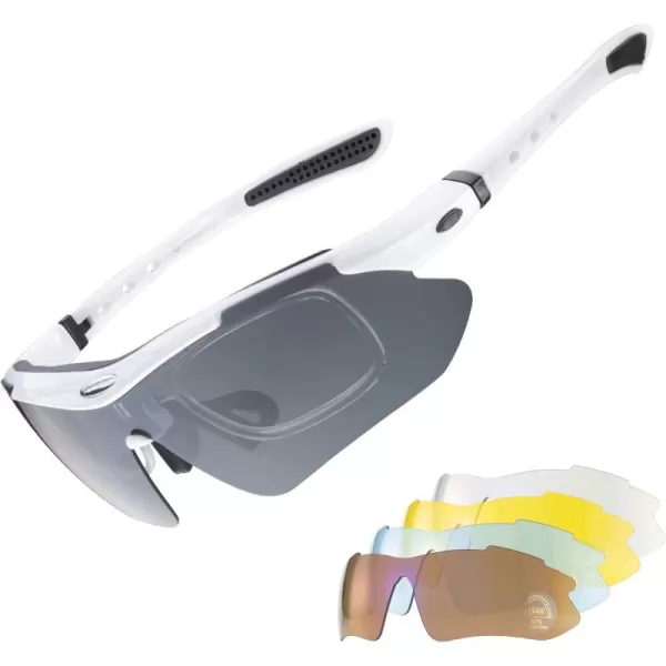 imageROCKBROS Polarized Sports Sunglasses UV Protection Cycling Glasses OutdoorWhite