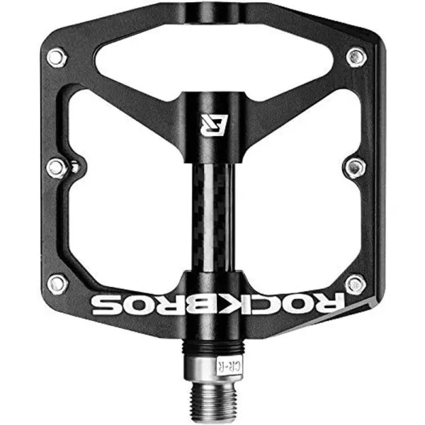 imageRock BROS Mountain Bike Pedals Flat Bicycle Pedals 916 Lightweight Road Bike Pedals Carbon Fiber Sealed Bearing Flat Pedals for MTBBlack
