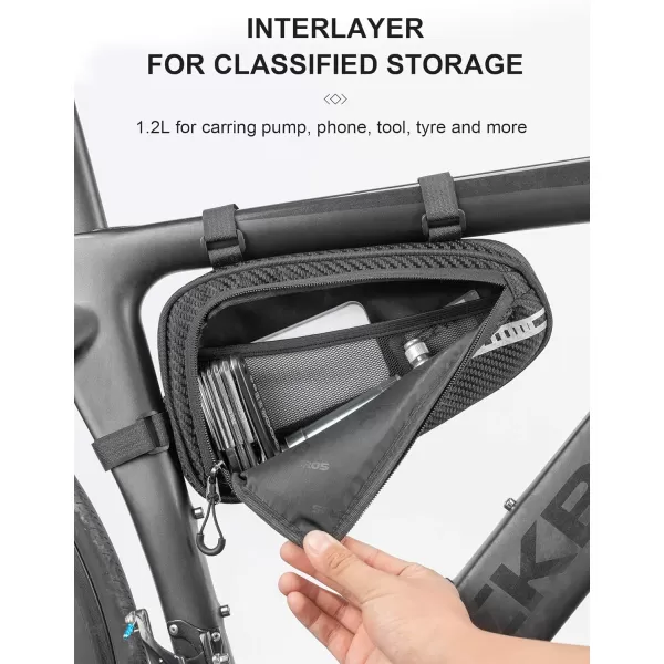 imageBike Bicycle Triangle Bag Bike Storage Bag Bicycle Frame Pouch Bag for MTB Road Bike Cycling Bike AccessoriesBlack