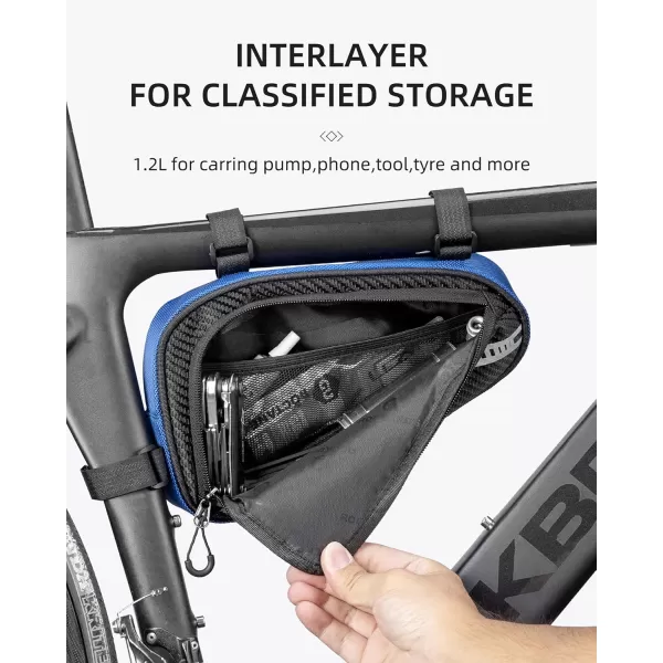 imageBike Bicycle Triangle Bag Bike Storage Bag Bicycle Frame Pouch Bag for MTB Road Bike Cycling Bike AccessoriesBule Black