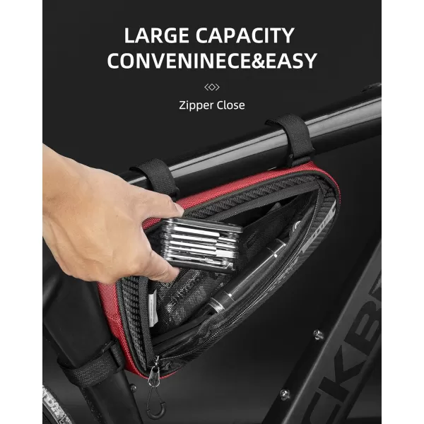 imageBike Bicycle Triangle Bag Bike Storage Bag Bicycle Frame Pouch Bag for MTB Road Bike Cycling Bike AccessoriesRed Black