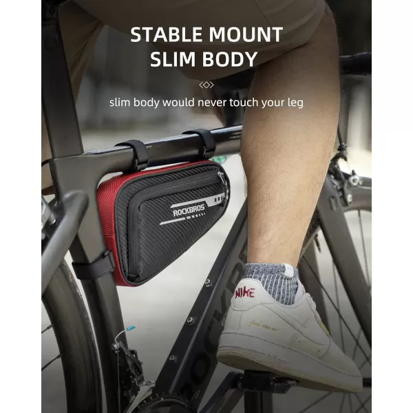 imageBike Bicycle Triangle Bag Bike Storage Bag Bicycle Frame Pouch Bag for MTB Road Bike Cycling Bike AccessoriesRed Black