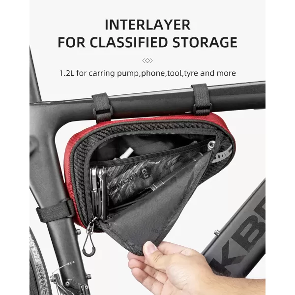 imageBike Bicycle Triangle Bag Bike Storage Bag Bicycle Frame Pouch Bag for MTB Road Bike Cycling Bike AccessoriesRed Black
