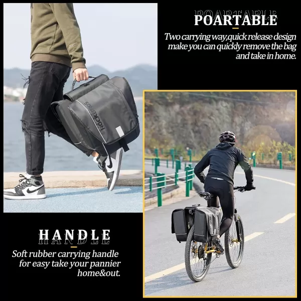 imageROCKBROS 30L Bike Panniers Bags for Bicycles Rear Rack Pannier Bag Waterproof Bicycle Pannier with Rain Cover