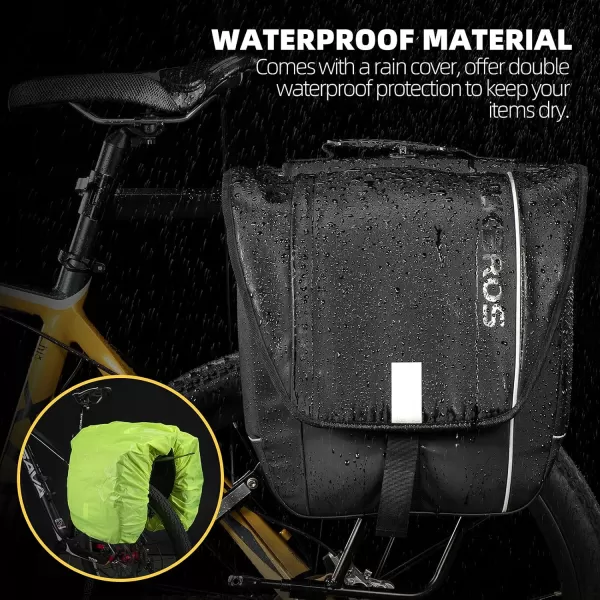 imageROCKBROS 30L Bike Panniers Bags for Bicycles Rear Rack Pannier Bag Waterproof Bicycle Pannier with Rain Cover