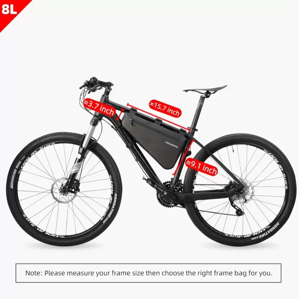 imageROCKBROS 5L Bike Bicycle Frame Bag Waterproof Bikepacking Bike Bag Triangle Frame Bag Large Bike Storage Bag Under Frame 5Lblack