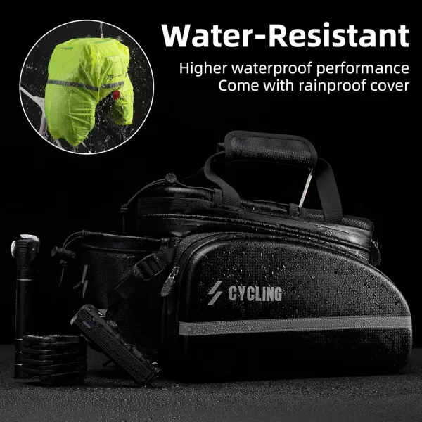imageROCKBROS Bike Bag Bike Rack Bag Bike Trunk Bag Carbon Leather Bicycle Rear Seat Cargo Bag Bike Pannier Handbag 3 in 1
