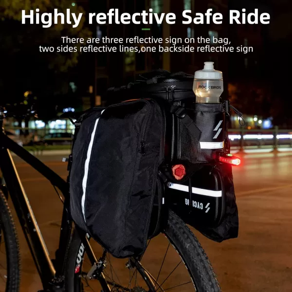 imageROCKBROS Bike Bag Bike Rack Bag Bike Trunk Bag Carbon Leather Bicycle Rear Seat Cargo Bag Bike Pannier Handbag 3 in 1