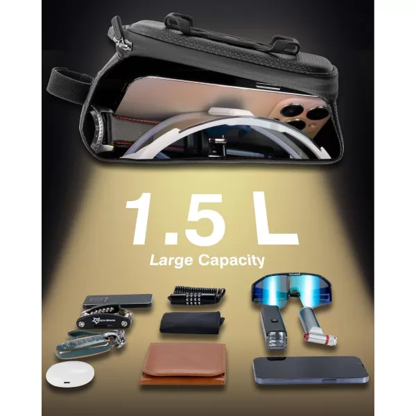 imageROCKBROS Bike Bag Phone Holder Bag Bike Top Tube Bag Bicycle Frame Bag Waterproof Bike Bag Pouch Bike Accessories for Mountain Road Bike MTB Ebikes Compatible with Phone Under 65quot