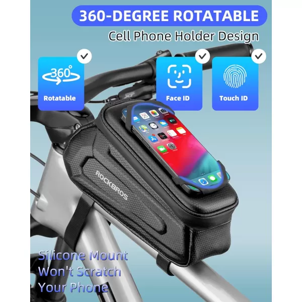 imageROCKBROS Bike Bag Phone Holder Bag Bike Top Tube Bag Bicycle Frame Bag Waterproof Bike Bag Pouch Bike Accessories for Mountain Road Bike MTB Ebikes Compatible with Phone Under 65quot