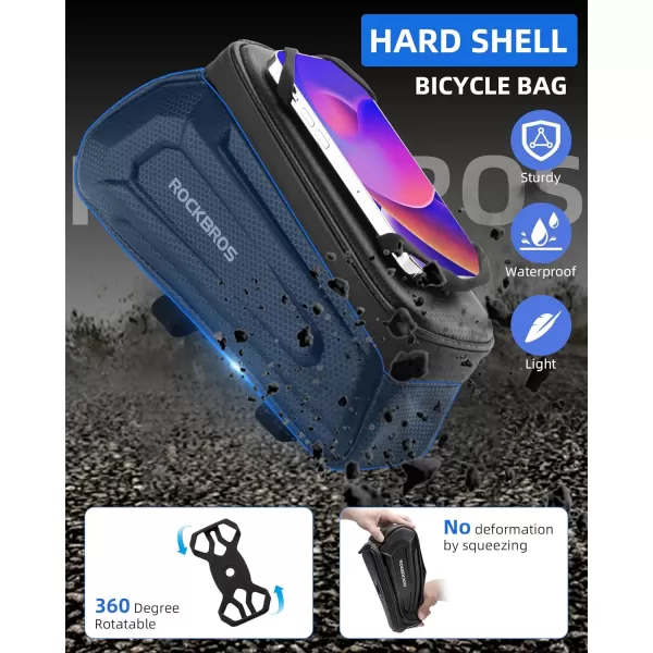imageROCKBROS Bike Bag Phone Holder Bag Bike Top Tube Bag Bicycle Frame Bag Waterproof Bike Bag Pouch Bike Accessories for Mountain Road Bike MTB Ebikes Compatible with Phone Under 65quot