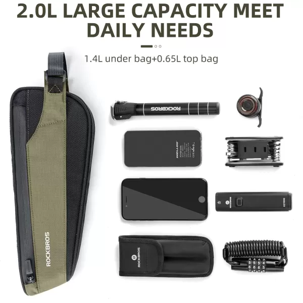 imageROCKBROS Bike Frame Bag Bike Top Tube Bag 2 Pieces Combi Bike Bag Bike Triangle Bag Pouch Storage Bag for Mountain Road Ebike Bike