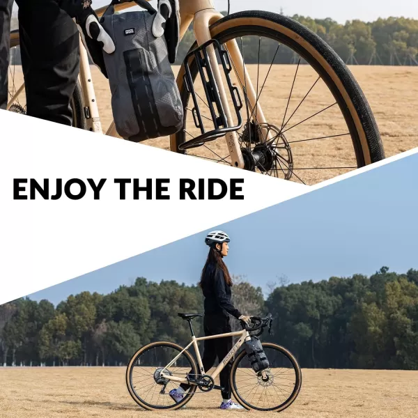 imageROCKBROS Bike Front Fork Bag with Aluminum Alloy Front Bike Rack Waterproof 4L Bike Pannier Bag Bike Fork Bag Front Rack for Bike Packing Cycling Touring Black 4L1 piece