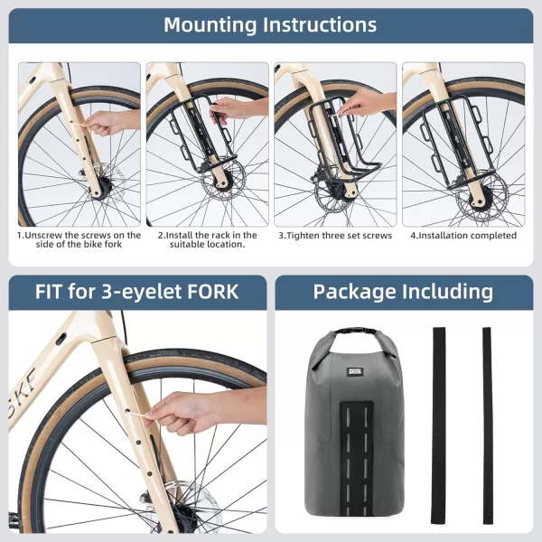 imageROCKBROS Bike Front Fork Bag with Aluminum Alloy Front Bike Rack Waterproof 4L Bike Pannier Bag Bike Fork Bag Front Rack for Bike Packing Cycling Touring Black 4L1 piece