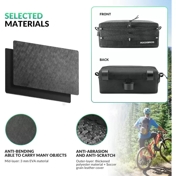 imageROCKBROS Bike Handlebar Bag Bicycle Front Frame Bag Waterproof Bike Storage Bag with Shoulder Strap Bike Accessories