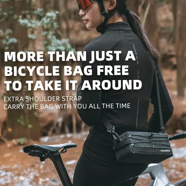 imageROCKBROS Bike Handlebar Bag Bicycle Front Frame Bag Waterproof Bike Storage Bag with Shoulder Strap Bike Accessories