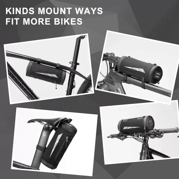 imageROCKBROS Bike Handlebar Bag Front Frame Bag Bike Basket Storage Bag Bicycle Top Tube Bag Lightweight with Shoulder Straps for Road Mountain Bike Cycling Travel